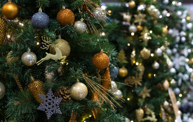 Close up on Decorated Christmas tree