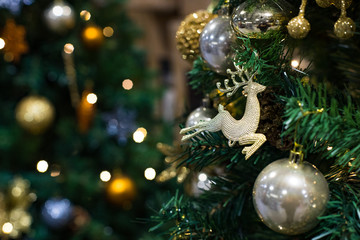 Close up on Decorated Christmas tree