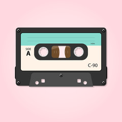vector illustration of cassette tape in retro style