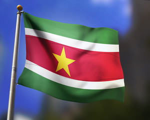 Suriname Flag in the Wind