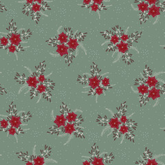 Christmas Flower seamless vector pattern.