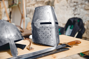 Exhibition of ancient armor, weapons, helmets from Viking steel Mdina Malta