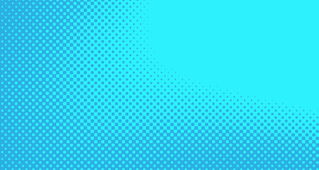 Blue halftone pop art background abstract vector comics style blank layout template with clouds beams and isolated dots pattern. For sale banner for your designe 1960s. with copy space eps10