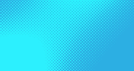 Blue halftone pop art background abstract vector comics style blank layout template with clouds beams and isolated dots pattern. For sale banner for your designe 1960s. with copy space eps10