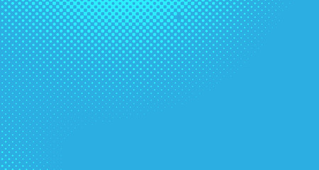 Blue halftone pop art background abstract vector comics style blank layout template with clouds beams and isolated dots pattern. For sale banner for your designe 1960s. with copy space eps10