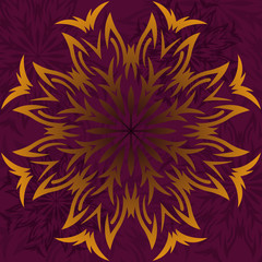Fototapeta na wymiar Ethnic round mandala flower pattern