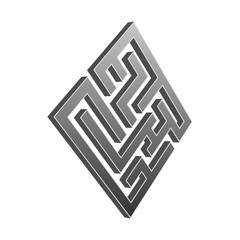 Abstract perspective maze logo print.