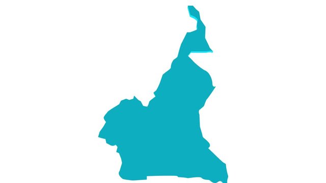3d effect political map of cameroon in africa