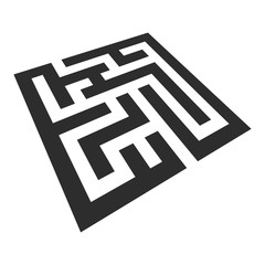 Abstract perspective maze logo print.