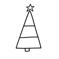 vector illustration of a christmas tree on a white background black and white drawing