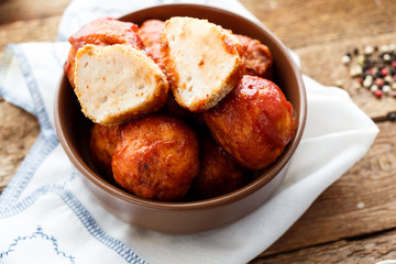 homemade meatballs in tomato sauce