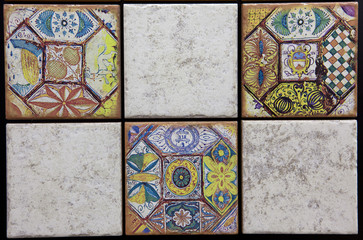 Colorful traditional tiles in different colors and patterns.