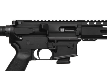 Modern automatic rifle isolated on white