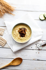 Homemade hummus. Top view.