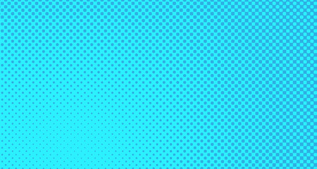 Obraz premium Blue halftone pop art background abstract vector comics style blank layout template with clouds beams and isolated dots pattern. For sale banner for your designe 1960s. with copy space eps10
