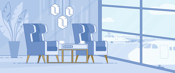 Modern Airport Terminal Luxury Lounge Area Vector
