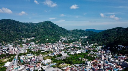 Naklejka premium Aerial view of the time mountains Thailand