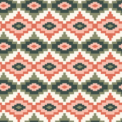 Fototapeta premium Vector pastel colored tribal geometric seamless