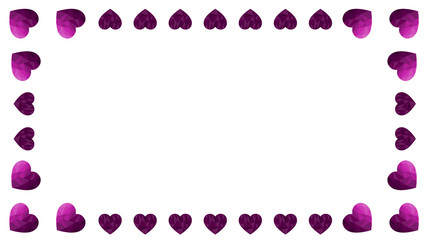 Valentine's day background or frame for invitation, card, poster. Cute vector template with purple polygonal hearts on the white background. Standard scaled 1080*1920 size