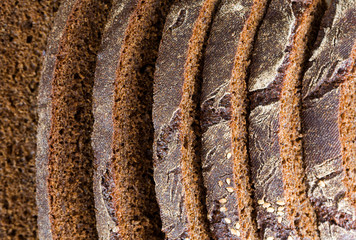 black rye bread cut