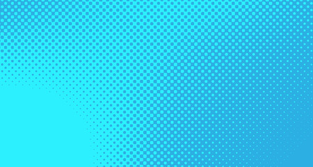 Blue halftone pop art background abstract vector comics style blank layout template with clouds beams and isolated dots pattern. For sale banner for your designe 1960s. with copy space eps10