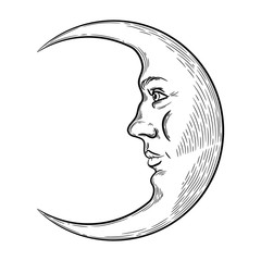 Vector hand drawn illustration of sun and moon symbols, sketch style. Boho flash tattoo design sun and crescent moon, moon rituals  © Ирина Колесниченко