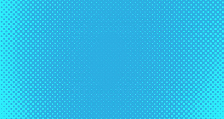 Blue halftone pop art background abstract vector comics style blank layout template with clouds beams and isolated dots pattern. For sale banner for your designe 1960s. with copy space eps10