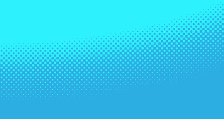 Blue halftone pop art background abstract vector comics style blank layout template with clouds beams and isolated dots pattern. For sale banner for your designe 1960s. with copy space eps10