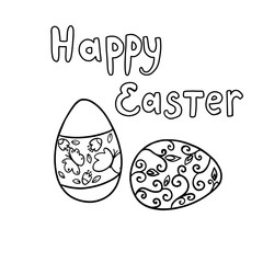 vector illustration, easter card with colored eggs and text