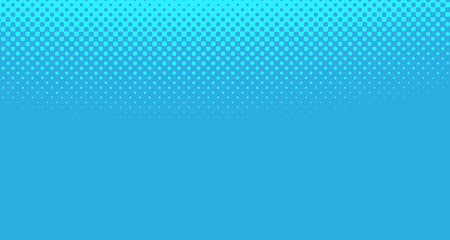 Blue halftone pop art background abstract vector comics style blank layout template with clouds beams and isolated dots pattern. For sale banner for your designe 1960s. with copy space eps10