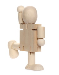 Wooden man figure, doll isolated on white background  