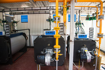 Modern boiler room equipment for heating system