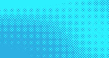 Blue halftone pop art background abstract vector comics style blank layout template with clouds beams and isolated dots pattern. For sale banner for your designe 1960s. with copy space eps10