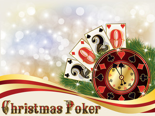 New 2020 year, Christmas casino invitation background, vector illustration