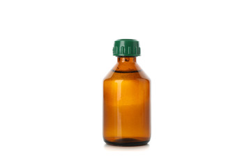 Brown glass medical bottle isolated on white background