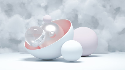 Elegant minimalism geometry background. 3d illustration, 3d rendering.