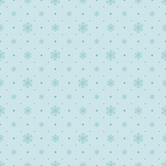 Snowflakes in light blue. New Year's background. Winter abstract drawing. Vector seamless pattern.