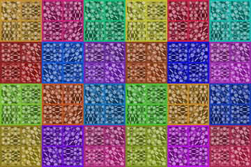 Multicolored African fabrics, geometric shapes