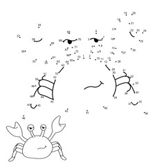  vector illustration of children's game connect the dots, on a white background, figure, crab