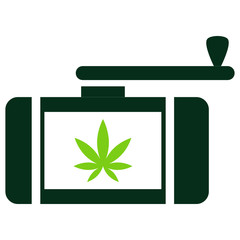 Hemp Crusher Concept, Marijuana Herb beater Mixer Vector Icon Design