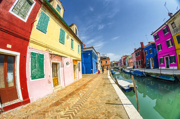Fototapeta na wymiar Colourful homes of Burano near Venice, Italy