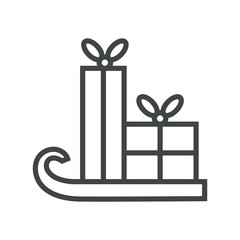 Line icon gifts in sleigh