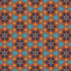 Seamless Pattern (Triangle shapes, White Star Light on Blue Textile, Wooden Pattern)