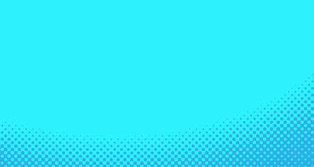 Blue halftone pop art background abstract vector comics style blank layout template with clouds beams and isolated dots pattern. For sale banner for your designe 1960s. with copy space eps10