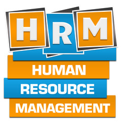 HRM - Human Resource Management Blue Orange Blocks Bottom Text  - obrazy, fototapety, plakaty