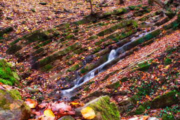 Dreamy Oblique Waterfall in Óbánya, Hungary in november