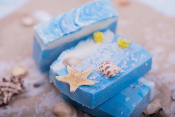 soap handmade sea  with salt seashells clean spa relax