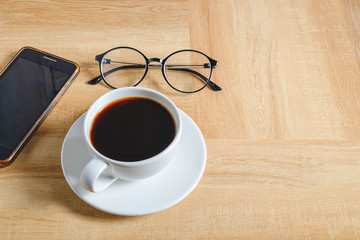  A cup of coffee on the desk