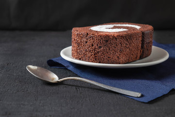 .Chocolate cake on the table
