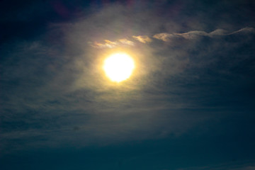 dramatic sky with clouds and sun